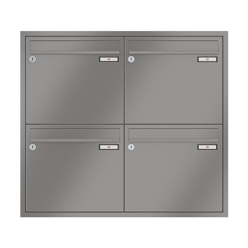 RENZ/Eckrahmen / 4er Unterputz-Briefkastenanla ge Einbau-Briefkasten/RAL-Fa rbe 9007 / Volumen 12 L/Dein-Briefkasten.de