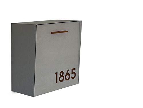 Moderner Briefkasten aus Beton Gesicht und Aluminium Körper mit braunen Acrylzahlen, kundenspezi?scher moderner Briefkasten, wandmontierter Briefkasten, Mailnest-Typ 1