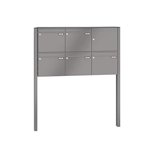 RENZ/Basic B / 5er Freistehende Briefkastenanlage Standbriefkasten/RAL-Farb e/Volumen 17 L/zum Einbetonieren/Dein-Briefk asten.de