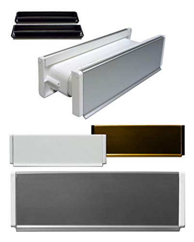 Aluminium-Briefeinwurf-m. Schacht-Nr.1-270 x 80 mm-Briefkasten-Briefschli tz-Briefklappe (270 x 78 mm, Alu. weiß Einbrennlackiert)