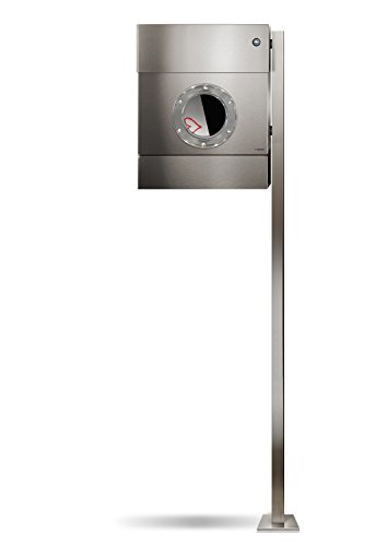 Letterman 2 Briefkasten Radius Design Silber/pfosten/klingel/Ro t