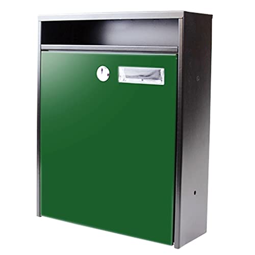 Abschließbarer Briefkasten, Briefeinwurf- & Sammelbox Aus Metall, Briefkasten Mit Sichtfenster, Hängende Sicherheitsbox Für Den Außenbereich (Color : Green)