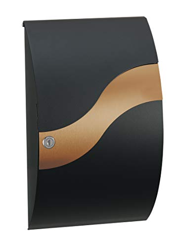 MEFA Briefkasten Wave 630 (Farbe Tiefschwarz, Kupfer, Einwurfklappe vorne, Entnahme vorne, Größe: 540x315x155 mm) 6300800M