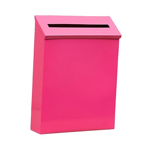 LOVIVER Wandmontierter Briefkasten aus Metall, Zeitungshalter mit Toplader, regensicherer Briefkasten, Dropbox für Tor, Veranda, Außendekoration, rosarot