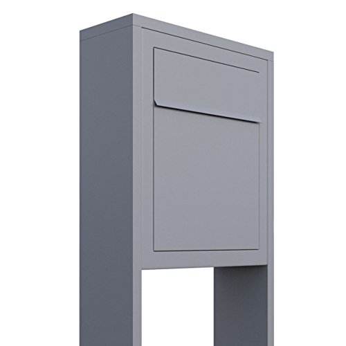 Standbriefkasten, Design Briefkasten Base Stand Grau Metallic - Bravios