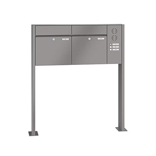 RENZ/Plan / 2er Freistehende Briefkastenanlage Standbriefkasten mit Sprechfeld/RAL-Farbe/Volu men 28 L/mit Fußplatten/Dein-Briefkas ten.de