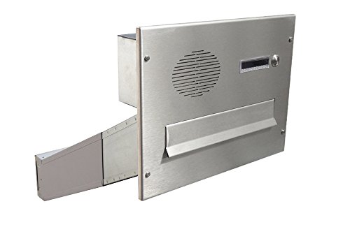 D-042 Edelstahl Mauerdurchwurf Briefkasten mit Klingel & Sprechsieb (Tiefe: 35-50 cm) - LETTERBOX24.de