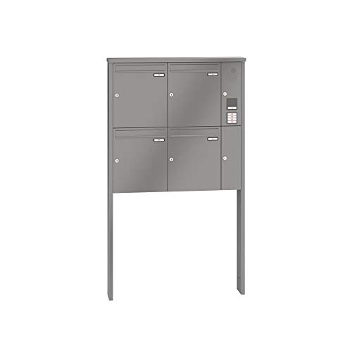 RENZ/Tetro / 4er Freistehende Briefkastenanlage Standbriefkasten mit Sprechfeld/RAL-Farbe/Volu men 23 L/zum Einbetonieren/Dein-Briefk asten.de