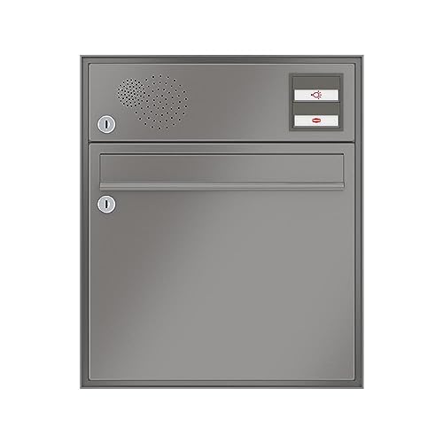 RENZ/Schattenfuge/Unterpu tz-Briefkastenanlage Einbau-Briefkasten/RAL-Fa rbe 9007 / Volumen 12 L/Sprechsieb oben/Dein-Briefkasten.de