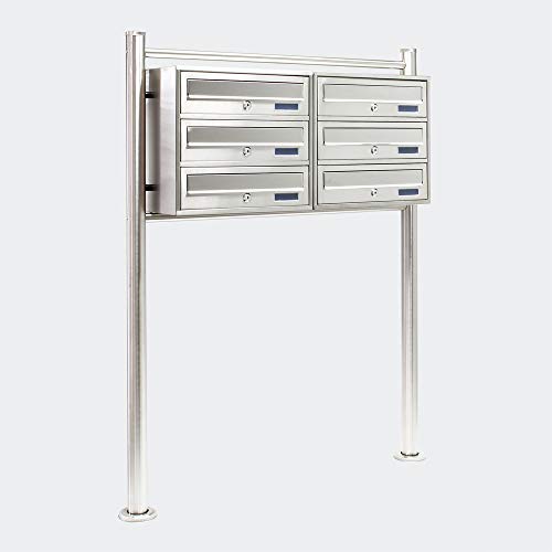 6er Briefkastenanlage Edelstahl Postfach 2x3 Brieffächer Standbriefkasten Postkasten