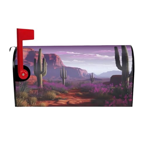 Willkommensbriefkasten-Ab deckung, violett, amerikanische Landschaft, Kaktus, magnetische Briefkasten-Abdeckung, dekorativer Urlaub, Briefkasten, Abdeckung für Zuhause, Outdoor, Garten, dekorativ