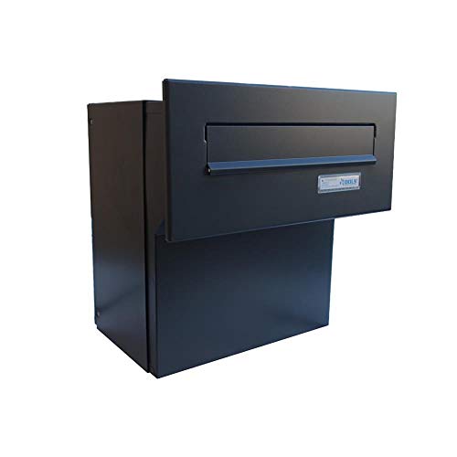 F-042 XXL Mauerdurchwurf Briefkasten mit Namensschild (Tiefe: 27-40,5 cm) Anthrazit (RAL 7016) - LETTERBOX24.de