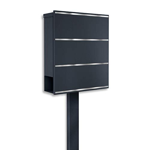Metzler Design Standbriefkasten in RAL 7016 Folke   Modernes Design   zum Einbetonieren   Postkasten inkl. und   Größe: 35,5 x 43,5 x 10 cm