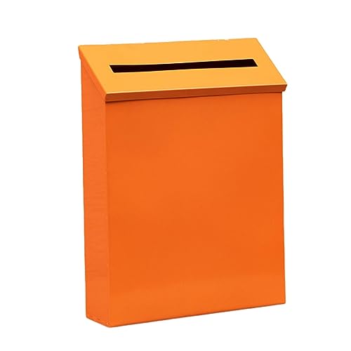 JISADER Wandmontierter Briefkasten, Briefkasten Metall Klein, Wandmontierter Stahl-Briefkasten Wasserdicht, Vintage Eisenblech Briefkasten, Wall Mount Mailbox für Umschlag, Zeitung, Orange