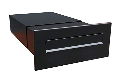 B-042 Schwarz (RAL 9005) Mauerdurchwurf Briefkasten Ohne Namenschild (Tiefe: 39-62 cm) - LETTERBOX24.de