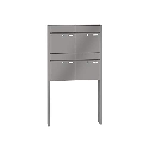 RENZ/Plan / 4er Freistehende Briefkastenanlage Standbriefkasten/RAL-Farb e/Volumen 28 L/zum Einbetonieren/Dein-Briefk asten.de