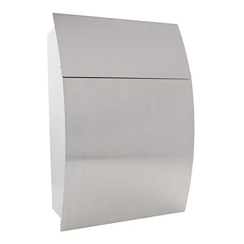 Profirst Mail PM 130 Briefkasten Zylinderschloss 2 Schlüssel Edelstahl HxBxT 445x320x105 mm Wandbriefkasten einseitiger Einwurf inkl. Befestigungsmaterial