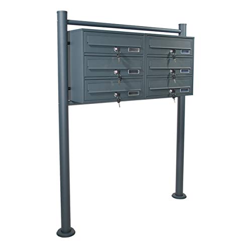 HELO Standbriefkasten Briefkastenanlage Briefkasten Postfach Postkasten 3 – 8 Fächer (6 Fächer (2x3) Z6)