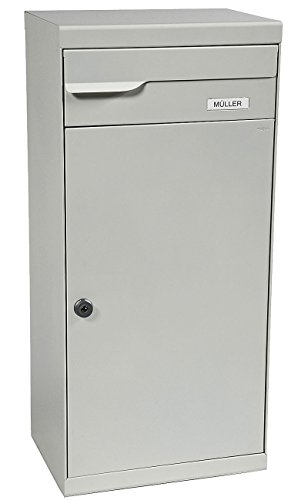 MEFA Paketpostkasten Fuego (992) Briefkasten Entnahme Hinten Namensschild Weißaluminium semimatt RAL 9006 Standbriefkasten