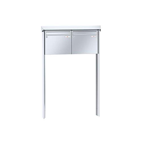 RENZ/Prisma / 2er Freistehende Briefkastenanlage Standbriefkasten / V4A-Edelstahl/Volumen 12 L/zum Einbetonieren/Dein-Briefk asten.de