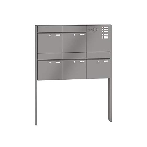 RENZ/Plan / 5er Freistehende Briefkastenanlage Standbriefkasten mit Sprechfeld/RAL-Farbe/Volu men 28 L/zum Einbetonieren/Dein-Briefk asten.de