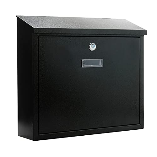 PrimeMatik - Briefkasten Postkasten metallische Schwarze Farbe für wallmount 350x90x320mm