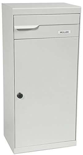 MEFA Paketpostkasten Fuego (992) Briefkasten Entnahme Hinten Namensschild Grauweiß semimatt RAL 9002 Standbriefkasten