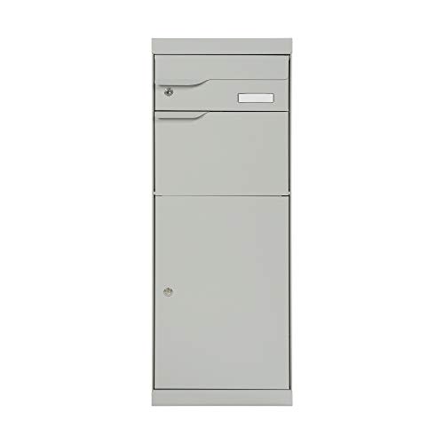 MEFA Paketbriefkasten ETNA 771 mit Namenschild (Farbe weißaluminium, Postkasten mit Schloss, 1094 x 402 x 305 mm) 771031M
