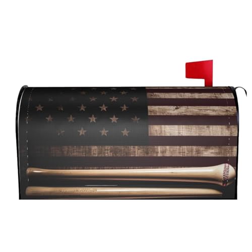 Magnetische Briefkastenabdeckung, Motiv: amerikanische Flagge und Baseballschläger für Briefkasten, Dekoration, für Garten, Hof, Außenbereich, Willkommensdekoration, 64,8 x 53,3 cm