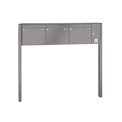 RENZ/Basic B / 3er Freistehende Briefkastenanlage Standbriefkasten mit Sprechfeld/RAL-Farbe/Volu men 17 L/zum Einbetonieren/Dein-Briefk asten.de