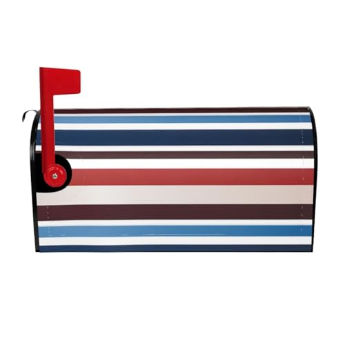 Willkommensbriefkasten-Ab deckung, rot, blau, weiß, grau gestreift, magnetische Briefkasten-Abdeckung, dekorativer Urlaub, Briefkasten, Abdeckung für Zuhause, Outdoor, Garten, dekorativ