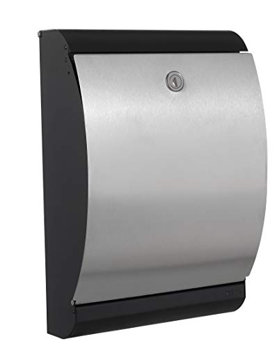 MEFA Briefkasten Puffin 300 (Farbe verzinkt/schwarz, Postkasten mit Sicherheitsschloss, Größe 455x320x150 mm) 300900M