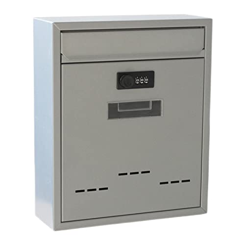 MagiDeal zur Wandmontage, abschließbarer, Postkasten, Postbriefkasten, Retro Stil, regenfester Großraum die, grau