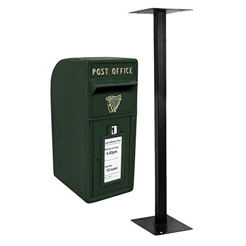Briefkasten mit Bodenständer Postkasten Wandbriefkasten Standbriefkasten irischer Stil grün Post Box mit Standfuß Gusseisen