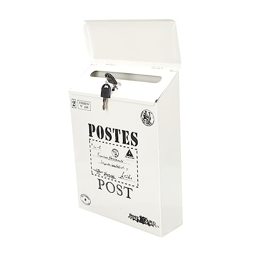 Kasten Briefkasten mit Schloss us Mailbox Metall sicher Mail Drop Box Retro außen schlüsselsafe Europäisch und amerikanisch Vorschlagsbox schmücken Beschwerdebox Post Eisen Weiß
