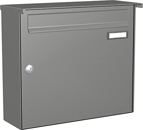 Max Knobloch Briefkastenanlage Aufputz mit eckiger Verkleidung Modell A1 Farbe RAL 9007 Graualuminium, Größe mit 1 Briefkasten