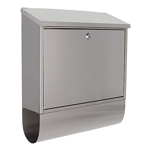 Profirst Briefkasten Mail PM 330 Zylinderschloss mit 2 Schlüssel Edelstahl Zeitungsrolle Wandbriefkasten einseitiger Einwurf inkl. Befestigungsmaterial