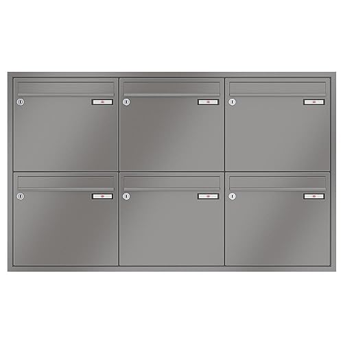 RENZ/Eckrahmen / 6er Unterputz-Briefkastenanla ge Einbau-Briefkasten/RAL-Fa rbe 9007 / Volumen 17 L/Dein-Briefkasten.de