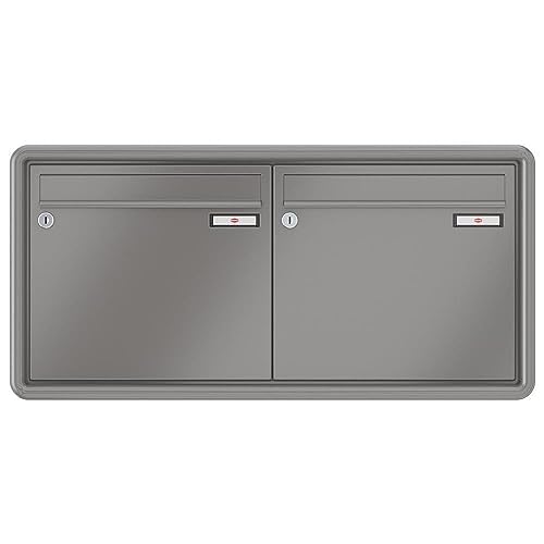RENZ / 2er Unterputz-Briefkastenanla ge Einbau-Briefkasten/RAL-Fa rbe 9007 / Volumen 17 L/Dein-Briefkasten.de