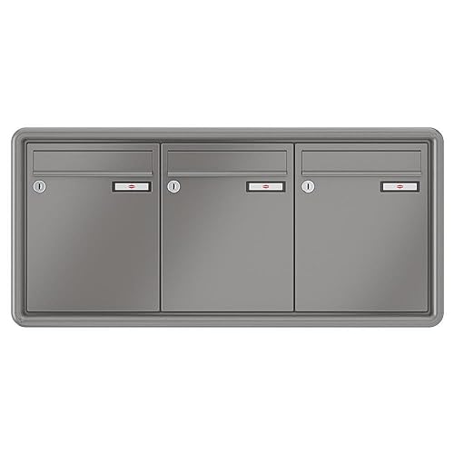 RENZ / RS3000 / 3er Unterputz-Briefkastenanla ge Einbau-Briefkasten/RAL-Fa rbe 9007 / Volumen 8 L/Dein-Briefkasten.de
