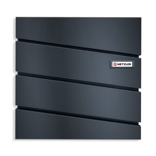 Metzler moderner Briefkasten Anthrazit RAL 7016 mit austauschbarem Namensschild, Wandbriefkasten mit Einlegenamensschild, Postkasten mit Zeitungsfach Neumann…