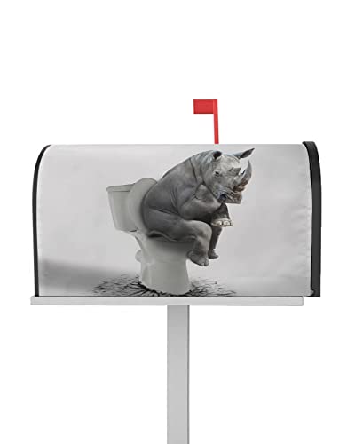 Mailbox Covers Magnetische Standardgröße Lustige Toilette Tier Nashorn Wasserdicht Briefkasten Wrap Post Briefkasten Abdeckung für Garten Hof Outdoor Dekorationen 53,3 x 45,7 cm
