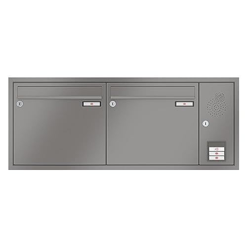 RENZ/Eckrahmen / 2er Unterputz-Briefkastenanla ge Einbau-Briefkasten mit Sprechfeld/RAL-Farbe 9007 / Volumen 12 L/Dein-Briefkasten.de