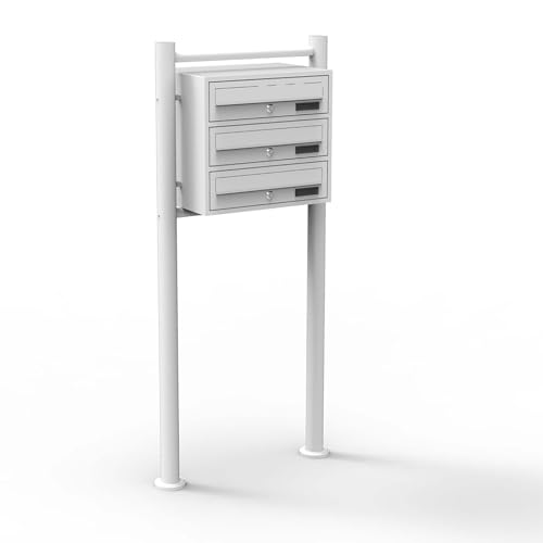 3er Briefkastenanlage Weiß Postfach 3 Fächer Standbriefkasten Briefkasten Postkasten