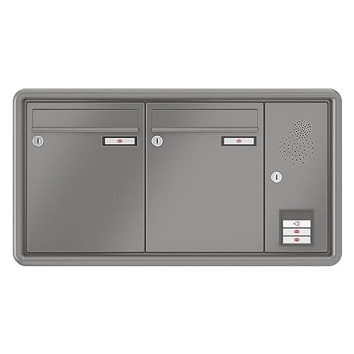 RENZ / RS3000 / 2er Unterputz-Briefkastenanla ge Einbau-Briefkasten mit Sprechfeld/RAL-Farbe 9007 / Volumen 8 L/Dein-Briefkasten.de
