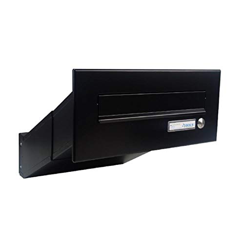 D-041 Schwarz (RAL 9005) Mauerdurchwurf Briefkasten mit Klingel (Tiefe: 23-38 cm) - LETTERBOX24.de