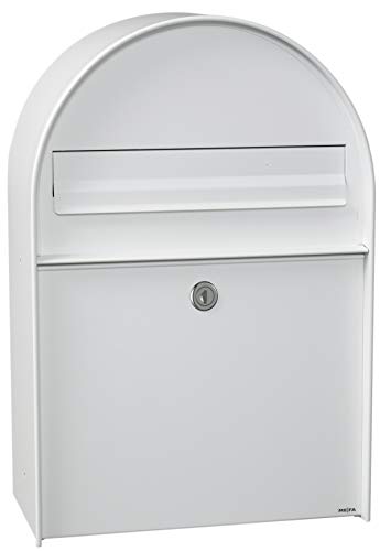 MEFA Briefkasten Amber 401 (Farbe Verkehrsweiß, Regenschutzüberstand, Entnahme hinten, Größe: 555x380x210 mm) 401000M