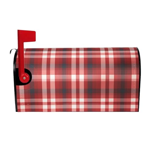 Willkommensbriefkasten-Ab deckung, rot, kariert, magnetisch, für Urlaub, Briefkasten, Abdeckung für Zuhause, Outdoor, Garten, dekorativ