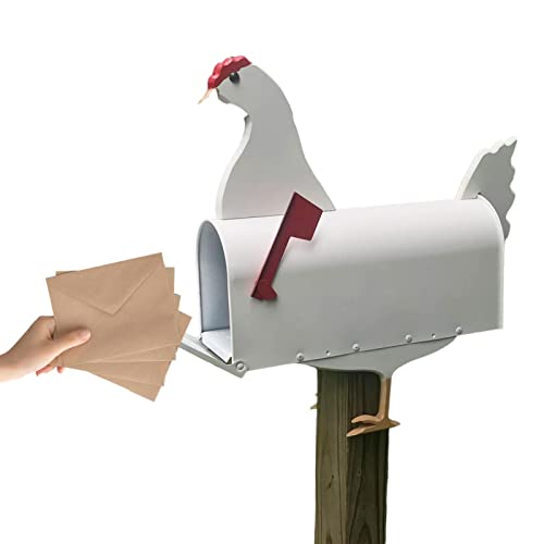 Briefkasten in Eichenform, einzigartiger Briefkasten mit Hühnerpost, Metall, Wandbriefkasten, kreativ, personalisierter Briefkasten mit Tieren, mit Holz-Bauernhaus-Dekoratio n – Briefkasten