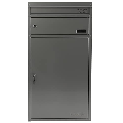 Paketbriefkasten Safepost 65 Paketbox silber-grau (RAL 9006) großer Briefkasten mit gesichertem Paketfach